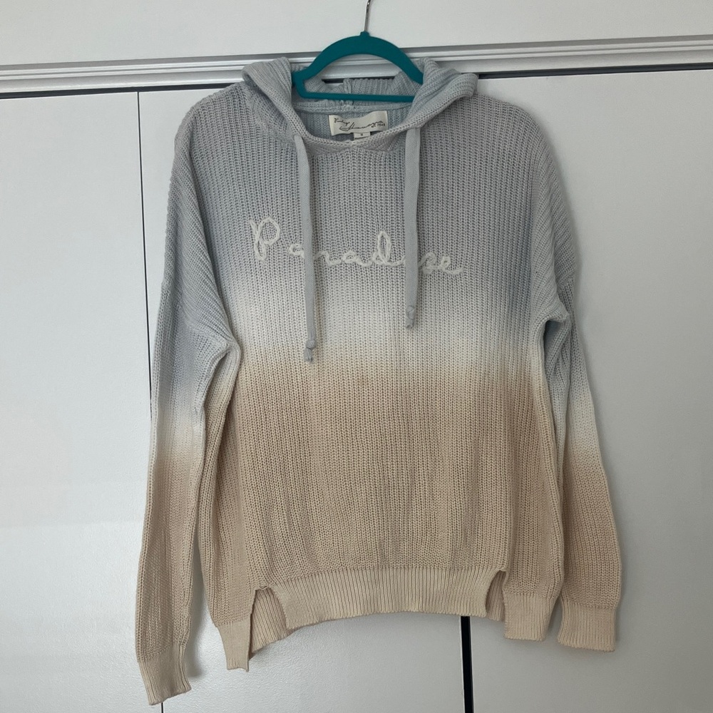 Adore Ombre Crew Hoodie in Light Gray and Beige